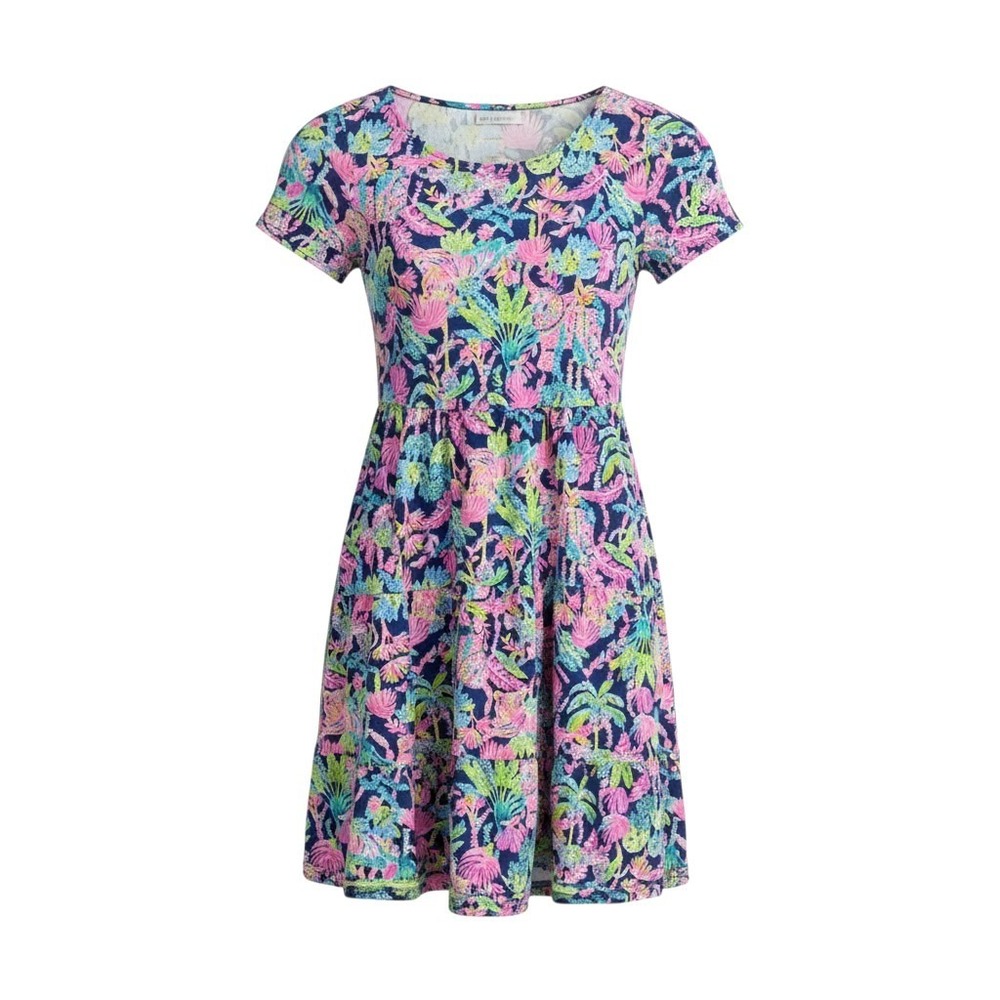 Lilly Pulitzer Preppy Tropical T-Shirt Dress Womens XS Coastal Resortwear Girly
